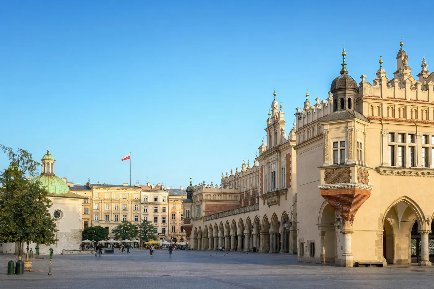 Polen – bekanntes Wahrzeichen mit der Landesflagge