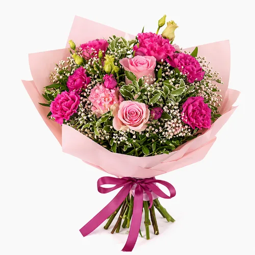 Rosa Rosenstrauß mit Nelken